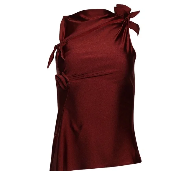 Coperni Flower Asymmetric Maroon Top XS - Picture 4 of 9